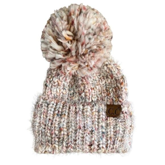 C.C. Cable Knit Pom Beanie Pastel - Picture 1 of 3